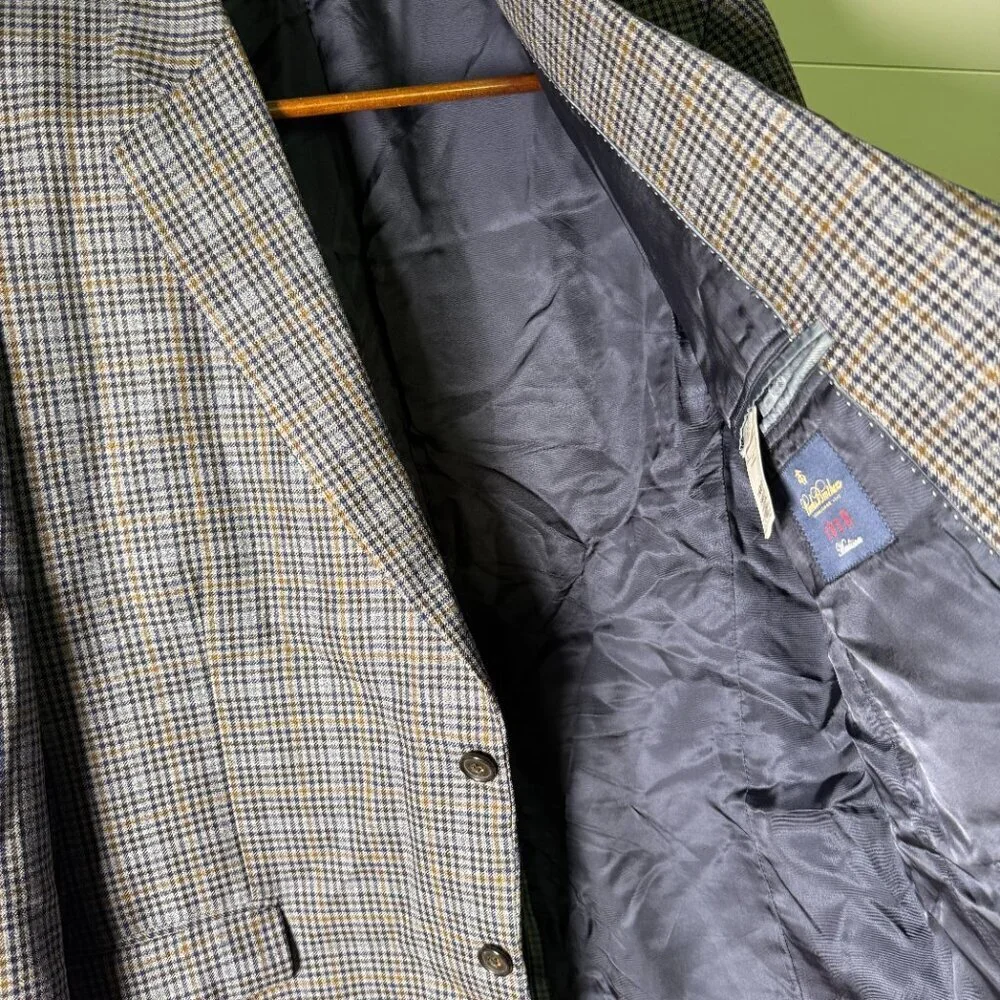 Brooks Brothers 1818 Madison 100% Wool Sport Coat Brown Plaid Blazer Men’s 44R